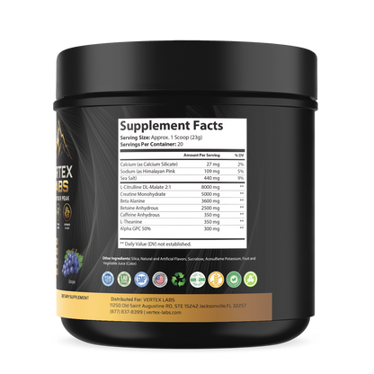 Tambora Pre-Workout with 5g of Creatine - Grape