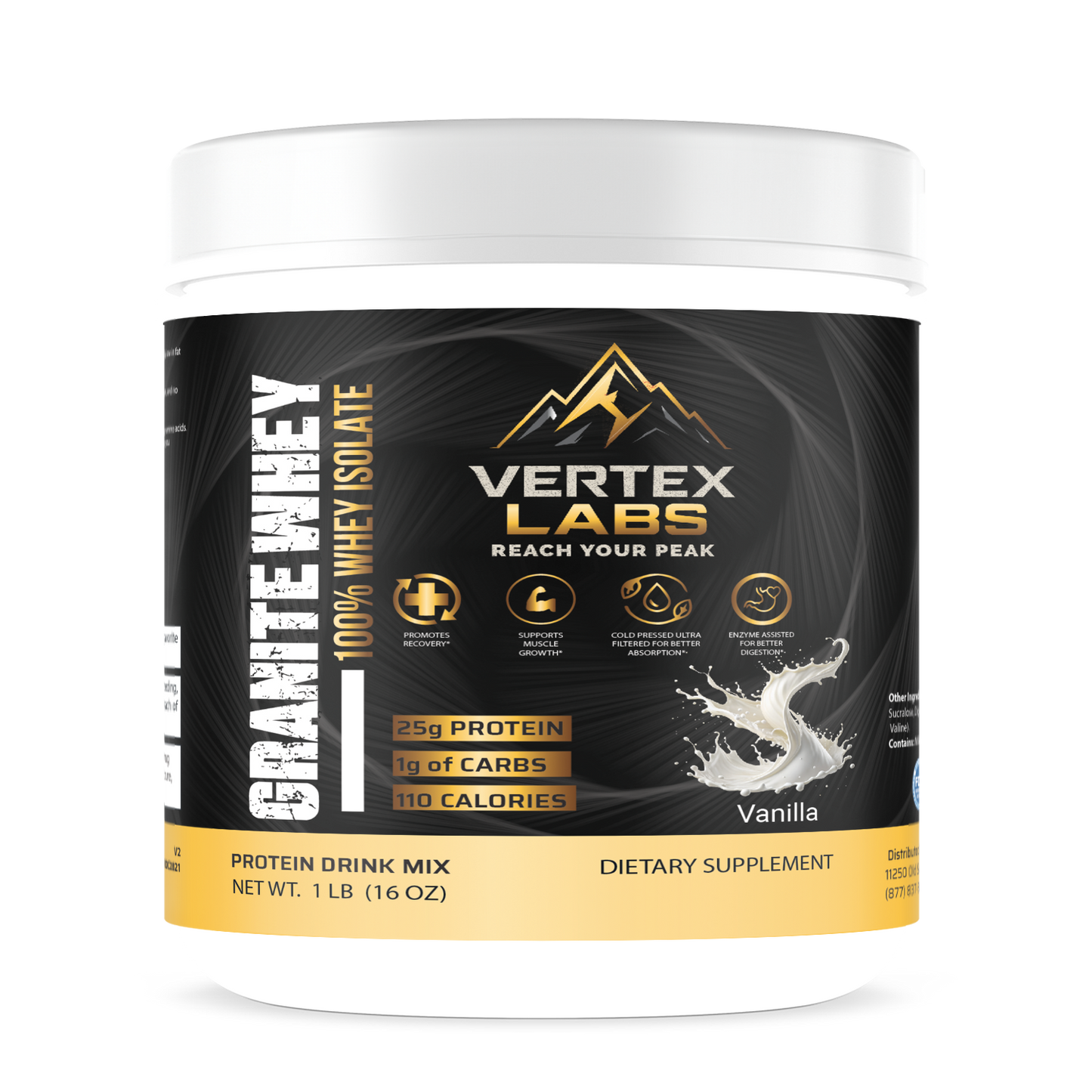 Granite Whey 100% Whey Protein Isolate - Vanilla (1lb)