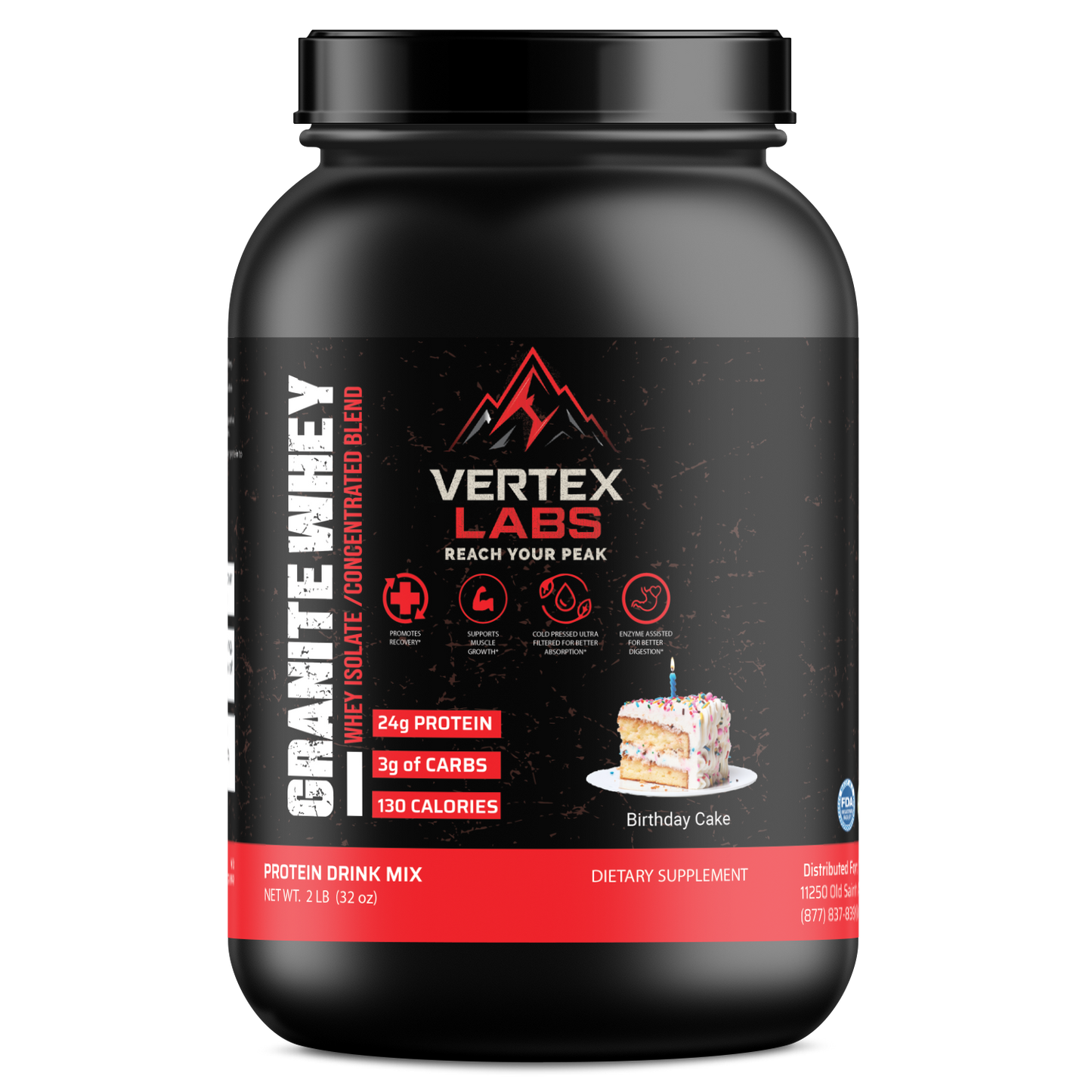 Granite Whey - Whey Isolate/Concentrated Blend – Birthday Cake (2lb)