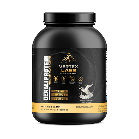 Denali Protein Premium Mass Gainer – Vanilla Milkshake Low Sugar (6lb)