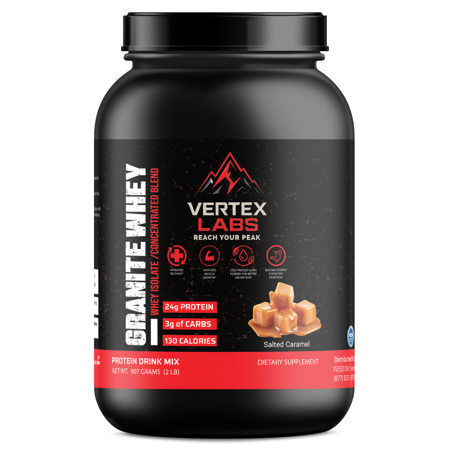 Granite Whey - Whey Isolate/Concentrated Blend – Salted Caramel (2lb)