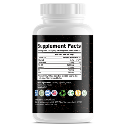 Omega 3 with Fish Oil - 1200mg | Omega 3 - 720mg - Lemon