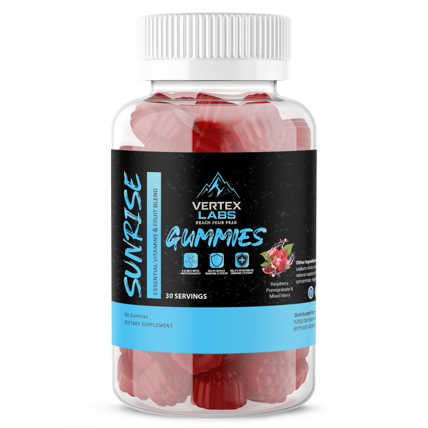Sunrise Essential Vitamins & Fruit Blend Gummies - Raspberry, Pomegranate & Mixed Berry
