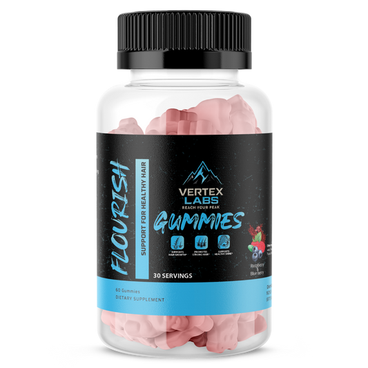 Flourish Support for Healthy Hair Gummies – Raspberry & Blueberry
