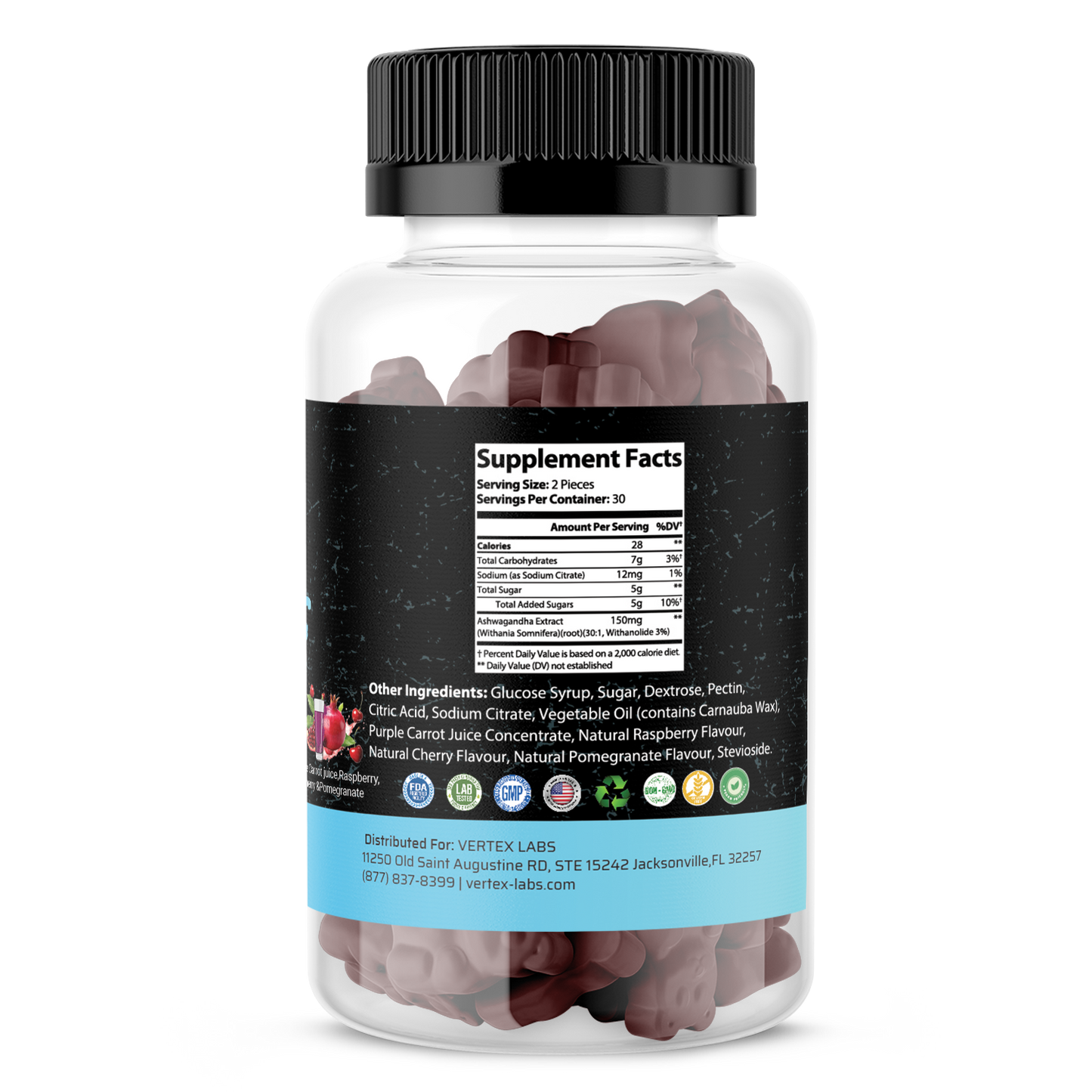 Ashwagandha Blend Gummies – Purple Carrot Juice, Raspberry, Cherry & Pomegranate