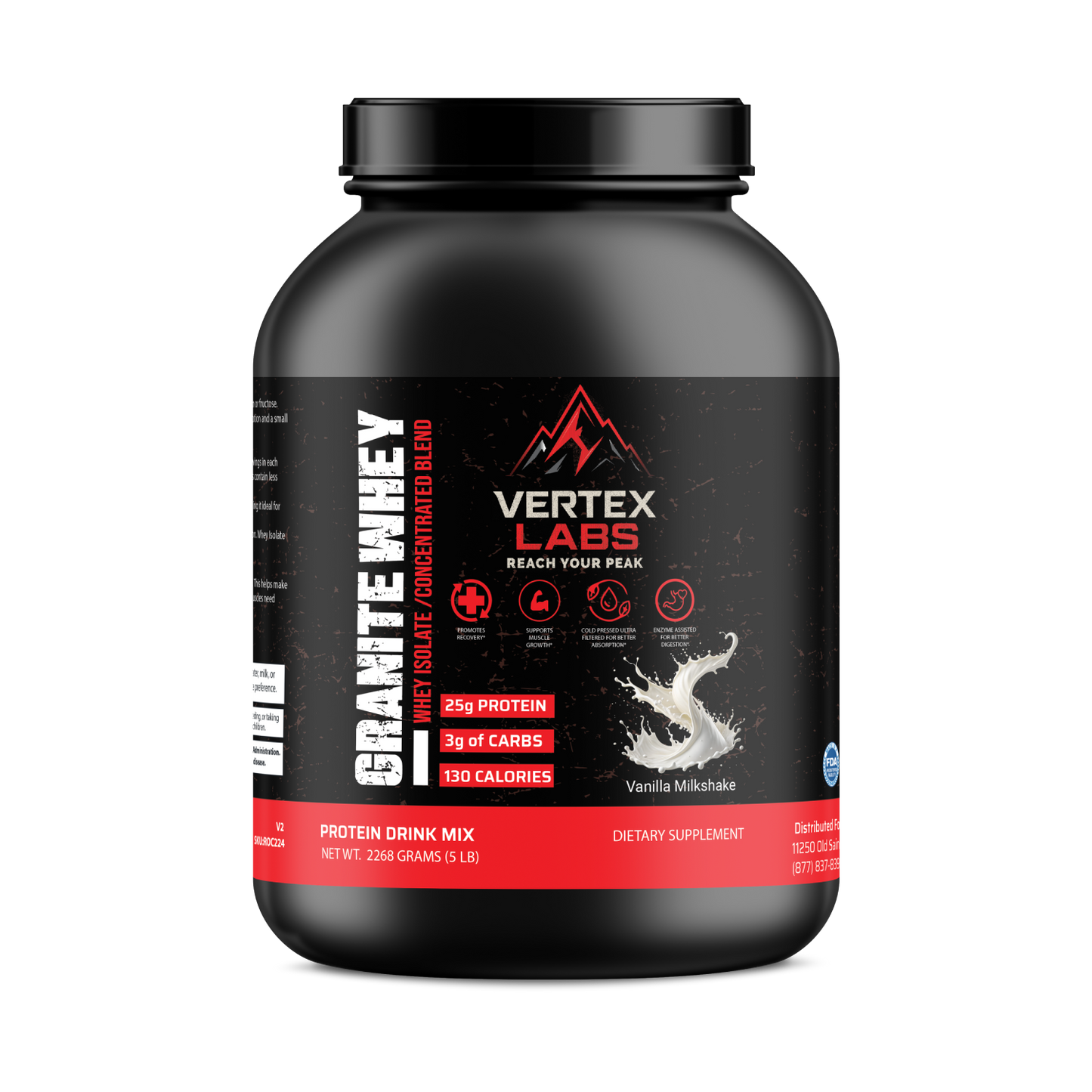 Granite Whey - Whey Isolate/Concentrated Blend – Vanilla Milkshake (5lb)