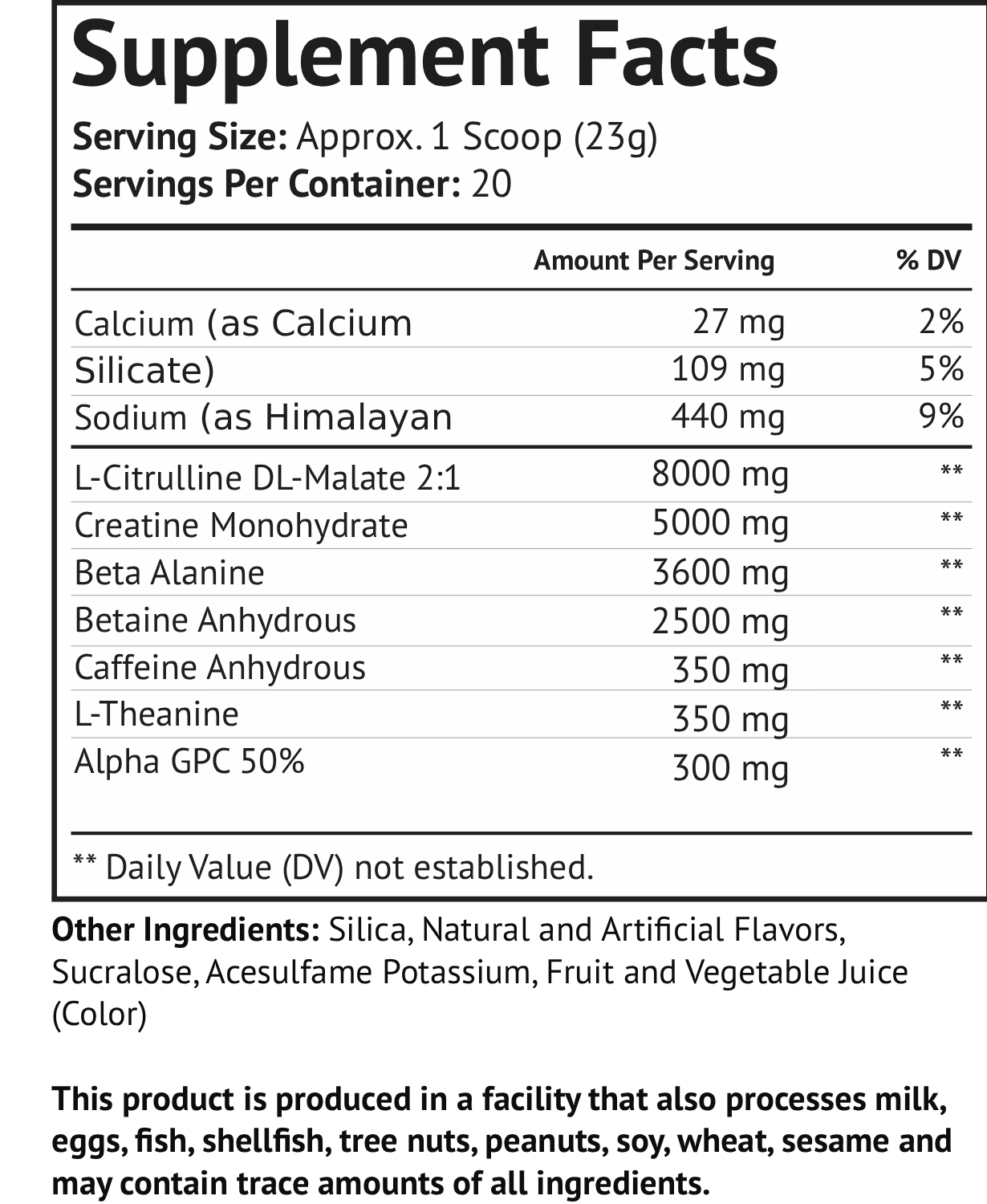 Tambora Pre-Workout with 5g of Creatine - Grape