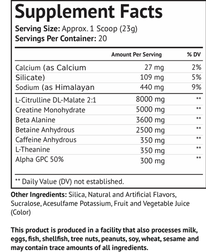 Tambora Pre-Workout with 5g of Creatine - Grape