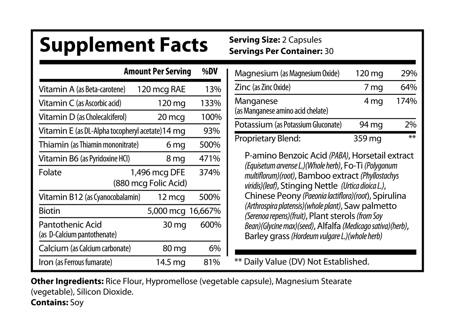 Biotin Plus E Hair, Skin & Nail Support