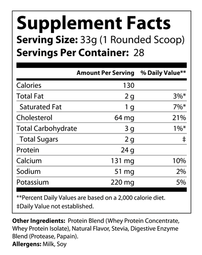 Granite Whey - Whey Isolate/Concentrated Blend – Vanilla with Stevia (2lb)