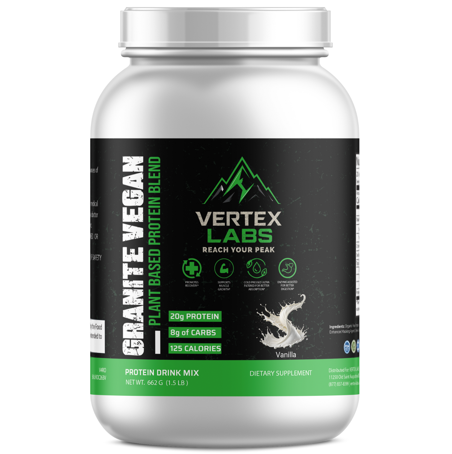 Granite Vegan Plant Based Protein Blend - Vanilla (1.5lb)