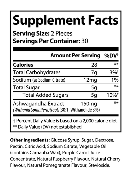 Ashwagandha Blend Gummies – Purple Carrot Juice, Raspberry, Cherry & Pomegranate